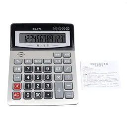 Estatuetas decorativas Calculadora de mesa Escritório Grande LCD 12 dígitos Leitura de voz Exibição de tempo multifuncional Volume ajustável para negócios