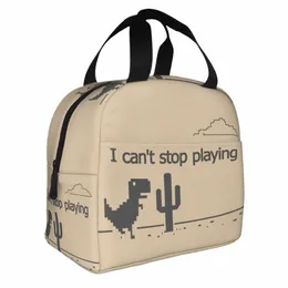 No Internet Dinosauro isolato Lunch Tote Bag Dispositivo di raffreddamento portatile termico Cibo Dino Geek Lunch Box per le donne Scuola Picnic Bento Box n7PS #