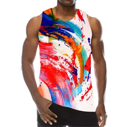 TIE-DYE MENTED MENM MEN TOPS SUMMER SUMPLESS 3D BRADIENT PRINT STES LOOSAD عرضة غير رسمية للرياضة ذكور أعلى حجم 7XL