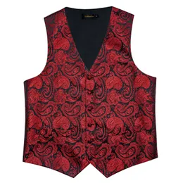 Colete de terno de seda de paisley vermelho de luxo para homens coletes de casamentos coletes teat by tuxedo masculino roupas dibangus