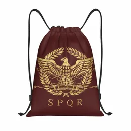 Roman Empire Eagle Emblem DrawString ryggsäck Kvinnor Män Sport Gym Sackpack Foldbar Italien Italiensk stolthet Training väska säck S448#