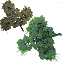 Flores decorativas 12pcs folhas de árvore de uva artificial ramo de flor para planta fundo de parede casamento casa jardim al barra de escritório