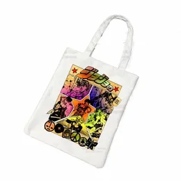 Kujo Jotaro Jojo Shop Bag Shopper Eco Canvas Jojo's Bizarre Adventure Cott Bolsas de Tela Bag Shop återanvändbar sacolas u8e9#