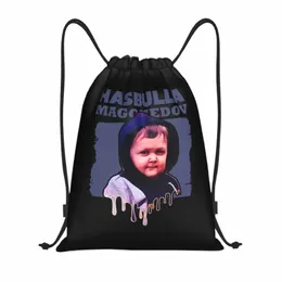 Пользовательские Hasbulla Magomedov Fight Drawstring Сумки для магазина Рюкзаки для йоги Женщины Мужчины Mini Khabib Sports Gym Sackpack L3cg #