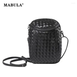 Evening Bags MABULA 2024 Trend Handmade Woven Wallets For Women Mini Female PU Leather Rhomb Cross Shoulder Bag Small Saddle Crossbody Purse