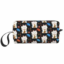 Maneki Neko Gatti Modello Borsa per il trucco Donna Viaggio Cosmetic Organizer Fi Giappone Lucky Cat Storage Borse da toilette i6lY #