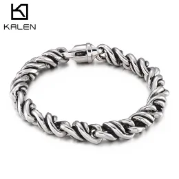 الأساور Kalen Punk Simple Twisted Stail Hamply Homme عالي الجودة من الفولاذ المقاوم للصدأ المجوهرات