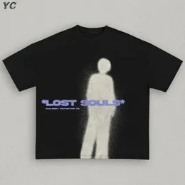 Мужские футболки больших размеров Goth Lost Souls с принтом унисекс с коротким рукавом Модная хлопковая футболка Harajuku Летние топы Хип-хоп 240318