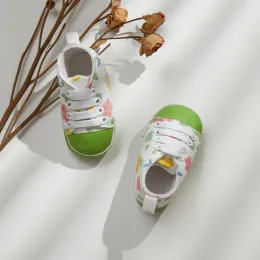 Ewodos småbarn baby flickor casual canvas skor blommor planet pepparkakor man trycker icke-halk promenadskor avslappnade lägenheter för barn