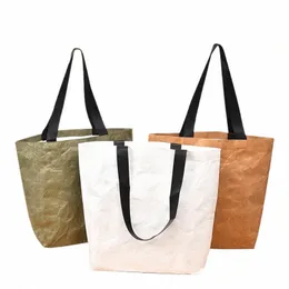 Anpassad tryckt logotyp OEM Waterproof Wable Dupt Tyvek Kraft Paper Market Tote Shop Bag X7T2#