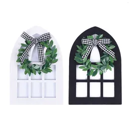 Party Decoration 2x Black White Plaid Rustic Farmhouse Window Frame Ornament Wall Wood Arch Spring Summer Stand Display Po Props