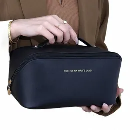 2024 Borsa cosmetica da viaggio di grande capacità Borsa portatile per trucco PU Borsa da bagno impermeabile Wbag Kit da toilette multifunzionale W675 #