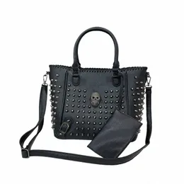 women Bag Pu Leather Crossbody Bag Purse Skull Handbag Punk Satchel Shoulder Bags with Wallet s3M1#