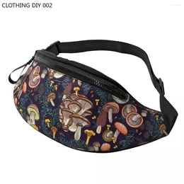 Sacos de cintura Dark Dream Forest Cogumelo Fanny Pack Homens Mulheres Casual Crossbody Bag para Camping Bike Phone Money Bolsa