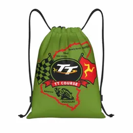 Custom Isle of Man Flag DrawString Bag for Training Yoga ryggsäckar Kvinnor Män tt Endurance Race Sports Gym Sackpack M5wr#