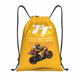 custom Motorcycle Sports Isle Of Man TT Races Drawstring Bag Men Women Lightweight Sports Gym Storage Backpack 52Dv#