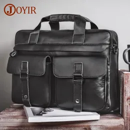 JOYIR Genuine Leather Mens Briefcases 156 Laptop Bag Office Bags for Men Document Business Shoulder Messenger Handbag 240320