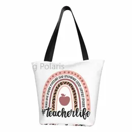 teacher Life Shopper Bag Rainbow Love Inspire Encourage School Handbags Lady Print Shop Bags Modern Cloth Tote Bag H5Au#