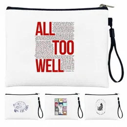 tutto TROPPO BENE Versi Musica Swift Album di Red Taylor Folklore Cosmetic Bag MakeUp Caso Make Up Pouch Toilet Kit Regalo per Fan m2YR #