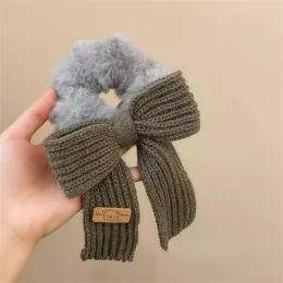 Scrunchies suaves e macios de inverno garotas meninas fofas de pelúcia elástica elástica elástica de borracha de borracha para intestino grande círculo de cabelo acessórios para cabelo