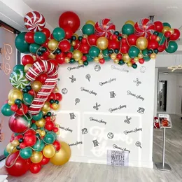 Parti Dekorasyonu 181pcs Noel Kırmızı Yeşil Altın Lateks Balonlar Tatil Ev Navidad Yıl 2024 Bebek Duş