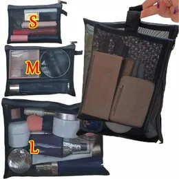 Черные прозрачные косметички Clear Mesh Makeup Case Портативный дорожный органайзер для туалетных принадлежностей Многофункциональная сумка для хранения U2XU #