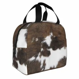 simulato pelle bovina Texture Borse per il pranzo isolate Borsa termica per il pranzo Ctainer Scatola per il pranzo ad alta capacità Tote Bento Pouch School Travel f3A8 #