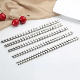 Chopsticks Stainless Steel Reusable Non-slip Chinese Sticks Chop Korean Safe Sushi Metal Dishwasher L7m8