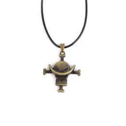 Anime One -Stück Halsketten Vintage Antike Bronze -Plattierung Edward Newgate Whitebeard Pendelly Schmuck für Weihnachtsgeschenke