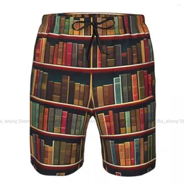 Herren-Shorts, Bibliothek, Bücherregal, Buch, schnell trocknend, Schwimmen für Herren, Badebekleidung, Badeanzug, Badehose, Strandkleidung