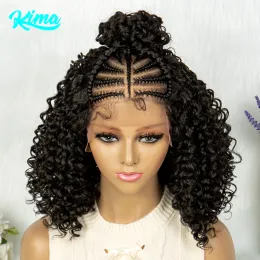 KIMA 16 inches Short 13*4 Lace Front Wigs Synthetic Wigs for Africa Women Bob Braided Wig with Baby Hair Braiding Wigs