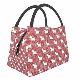 Noisedesigns Westie Портативная сумка для обеда Путешествия Сумка для еды для пикника Ткань Оксфорд Большой емкости Insulati Красная сумка-холодильник Мешок для еды C04m #