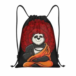 custom Funny Panda Drawstring Bag for Training Yoga Backpacks Women Men Yoga Meditati Sports Gym Sackpack P4Fy#