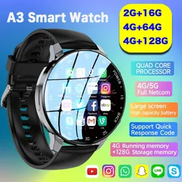 Global 4/5g net a3 android smartwatch masculino 128g sim chamada dupla câmera hd tela de toque completa freqüência cardíaca à prova dwaterproof água relógio inteligente 240327