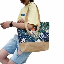 FI Folding Women Big Size Handväska Tote Ladies Casual FR Printing Canvas Graffiti axelväska Beach Bolsa Feminina C0UQ#