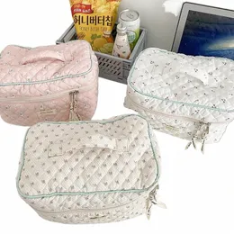 carino Quilting Cott Borsa per il trucco Donna Cerniera Organizzatore cosmetico Borsa di stoffa femminile Scatola a forma di custodia da toilette portatile per ragazze w8Qn #