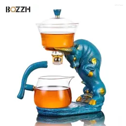 TeAware Setleri Bozzh Çin Otomatik Cam Çay Seti Çaydan Ev Yaşayan Tembel Maker Su Filtresi Gaiwan Pot Manyetik 6 bardak hediyeler için