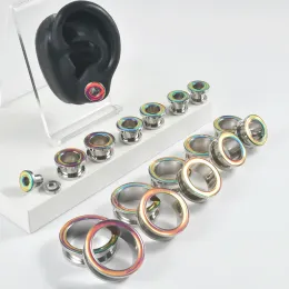 Túneles Para Orejas De Acero Inoxidable KUBOOZ - Set De 12 Piezas Coloridas, Diámetro 6 Mm, Para Piercings Y Expansiones