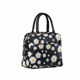 Saco de almoço isolado Fresh Little Daisy Print Caixa portátil Multifuncional Insulati 67UH #