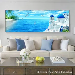 Santorini Aegean Sea Natural Landscape Canvas Painting Nordic Greece Building Posters and Prints Wall Art Picture Home Decor