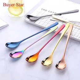 Spoons Est Dinnerware Ice Spoon Utensil Long Handle Rose Gold Cutlery 2Pcs/Set Black 18/8 Stainless Steel Silverware Set