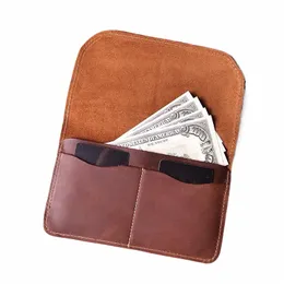 Portfel Riyao dla mężczyzn Slim Card uchwyt LG Portfel Vintage Oryginalny skóra miękka wysokiej jakości torebka torebka ciemnobrązowa mey torba Y3GC#