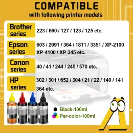 2-5 PCs 100ml Universal Refill Ink Kit für HP Epson Canon HP Patrone Inkjet Kodak Druckertinte für Canon 545 546 245 Drucker