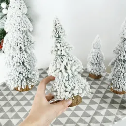 1pc 미니 크리스마스 트리 모델 소나무 소형 ​​흰색 눈 겨울 숲 열차 철도 게임 풍경 Navidad Xmas Decor Tree