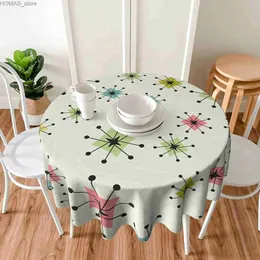 Table Cloth Table Cloth Vintage Atomic Stars Retro Pattern Round Table Cover Washable Polyester Tablecloths for Home Table Mats Party Picnic Y240401