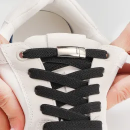 Lägenheter Elastiska snören för Sport Tennis Magnetic Lock Shoelace utan att binda 8 mm tjocka män Inga slipsskor Skor Tillbehör