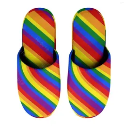 Slippers Lgbt Pride Flag (11) Warm Cotton For Men Women Thick Soft Soled Non-Slip Fluffy Shoes Indoor House Clapper