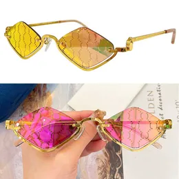 Новые модные женские дизайнерские солнцезащитные очки GG1604s с полой металлической оправой UV400, линзы с логотипом, геометрические солнцезащитные очки с поясом, люксовый бренд, женские полукадровые очки для малого бизнеса