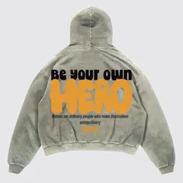 HARAJUKU HERO Letter Print Hoodies Women Graphic Y2k Topps American Overdized Hoodie Couples Streetwear Goth Clothes 240320