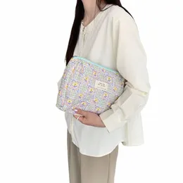 Coreano floral maquiagem saco multifuncional acolchoado bolsa cosmética grande capacidade de viagem sacos de higiene feminina zíper caso beleza r6bf #